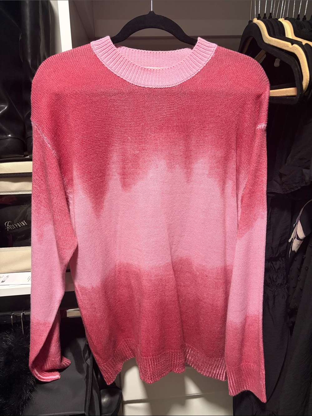 DAVI & DANI Rose to Blush Ombre Crewneck Sweater